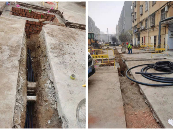 2021年11月济南市莱芜区老旧小区给水管道改造施工现场